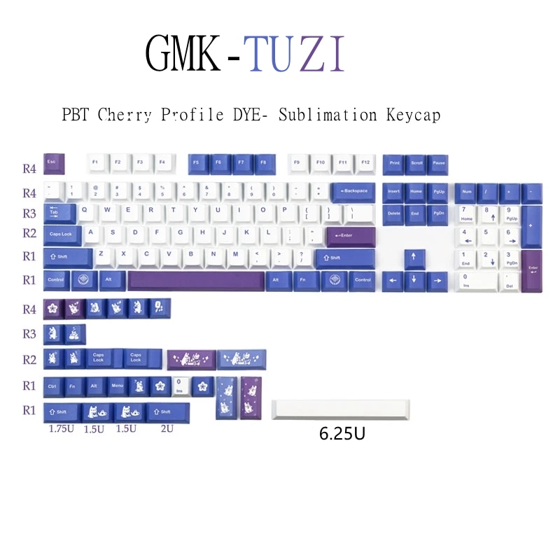 GMK-Tuzi-Keycaps-126-Keys-Cherry-Profile-PBT-DYE-Sublimation-Personalise-GMK-Keycaps-For-Cross-Switch