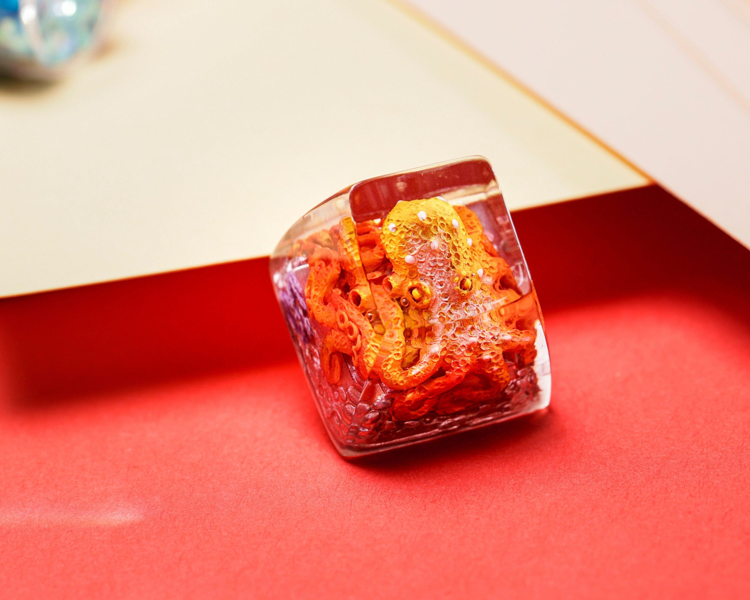 Artisan Keycap Fire Octopus Keycap For Cherry MX Switches Mechanical Keyboard Gift for him